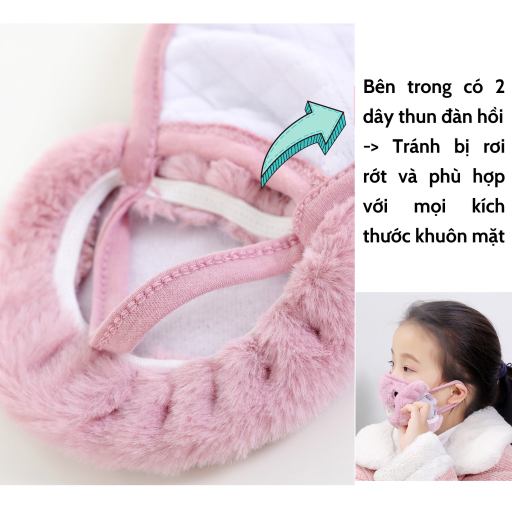 Bịt tai giữ ấm unisex kiêm khẩu trang chất liệu lông nhung mềm mại, hình thù dễ thương, nhiều màu sắc
