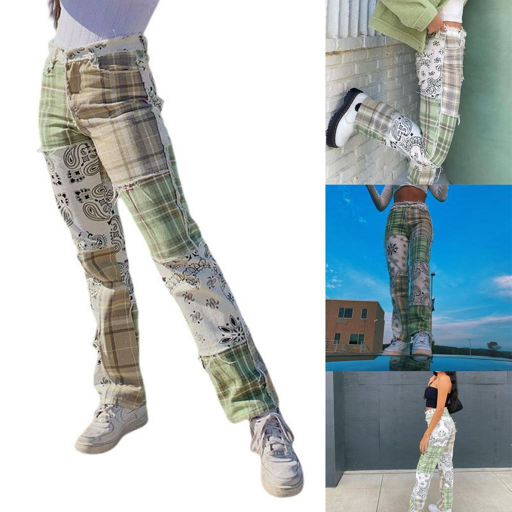Quần dài họa tiết kẻ sọc độc đáo cá tính thời trang cho nữ