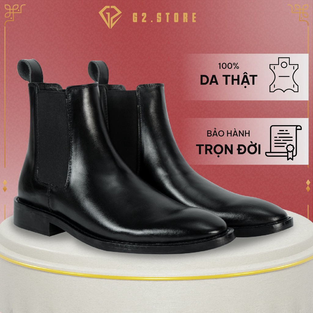 Chelsea boots G2 kiểu boot cao cổ từ da cao cấp đế gỗ khâu chắc chắn, Giày boot nam dáng giày tây chelsea boot nam