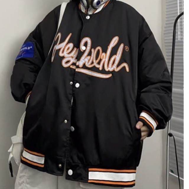 [CÓ ẢNH THẬT] ÁO BOMBER VARSITY - ÁO BÓNG CHÀY DÙ BÓNG HEY WORLD SHOP JUM.CLOSET | BigBuy360 - bigbuy360.vn