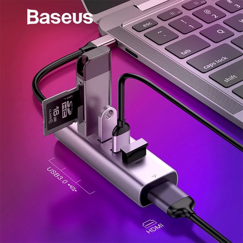 Hub Chuyển Đổi Type-C To HDMI và USB 3.0 - Hub chuyển Type C to USB 3.0 và HDMI Baseus Cho Macbook - TopLink