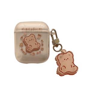 Case airpod, vỏ đựng airpod 2/ airpod pro hình con gấu có dây treo chống trầy va đập