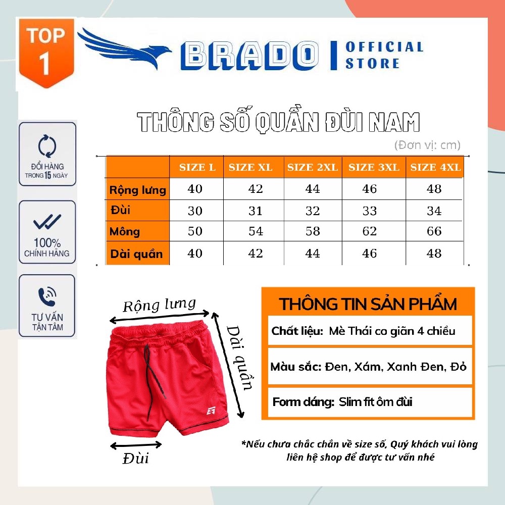 Quần đùi nam tập gym, chơi thể thao form Slimfit chất vải co giãn, thoáng mát