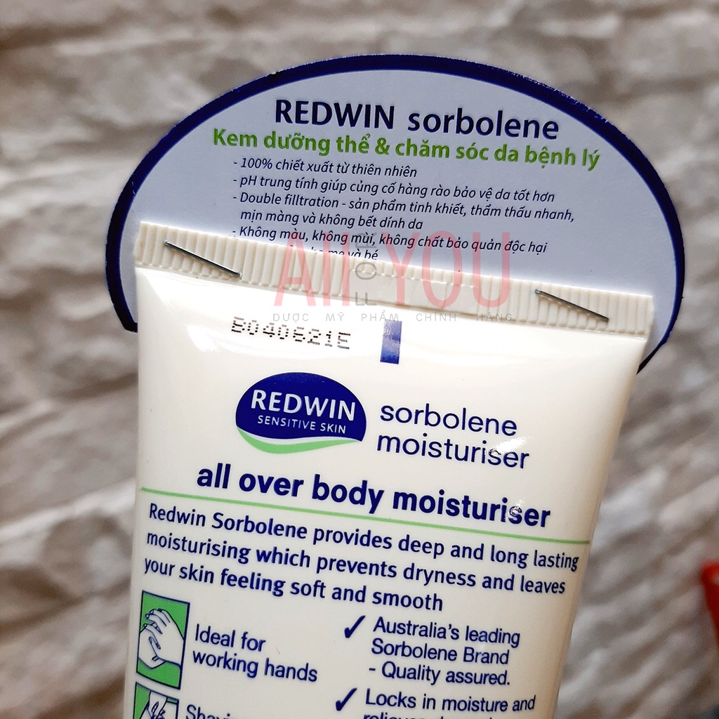 REDWIN Sorbolene Moisturiser With Vitamin E 100g - Kem Dưỡng Thể Làm Mềm Mịn Sáng Da Toàn Thân.