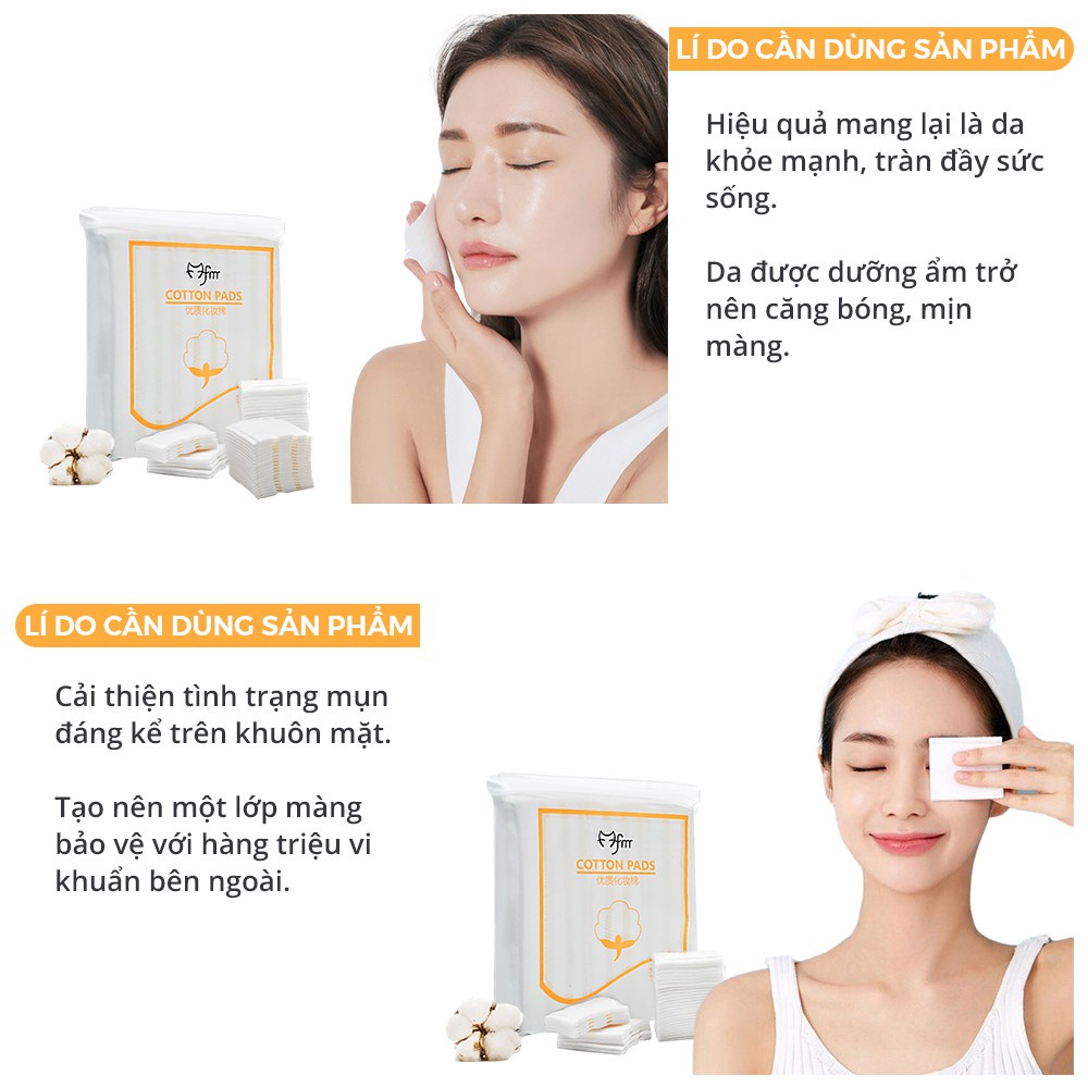 Bông tẩy trang 3 lớp Cotton Pads túi 222 miếng CPM1