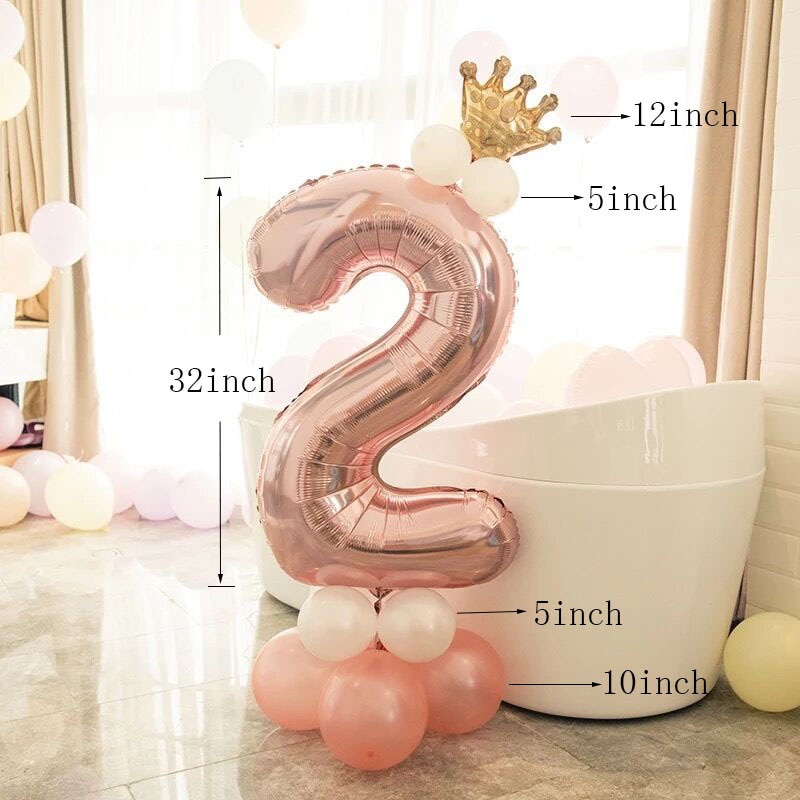 Bong Bóng Lá Vàng Hồng 32 Inch Trang Trí Tiệc Sinh Nhật