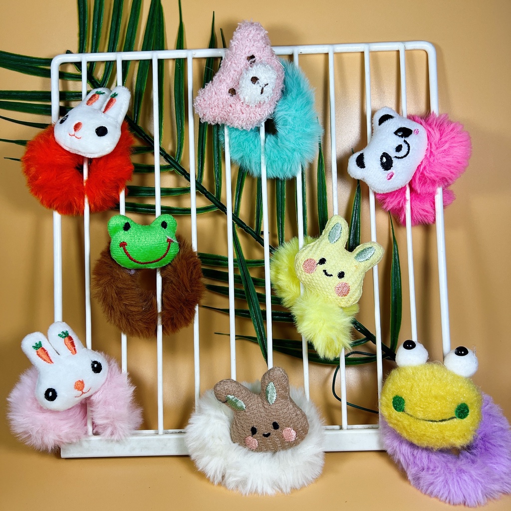 Dây Buộc Tóc Lông Mềm Đính Thú Bông Siêu Kute