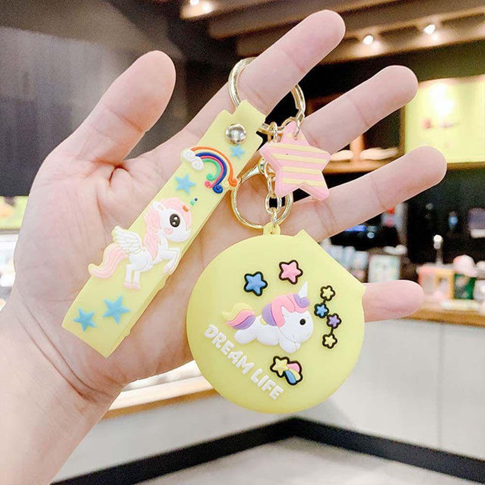 DARNELL Móc Khóa Silicon Hình Ngựa Cầu Vồng Hoạt Hình Dễ Thương