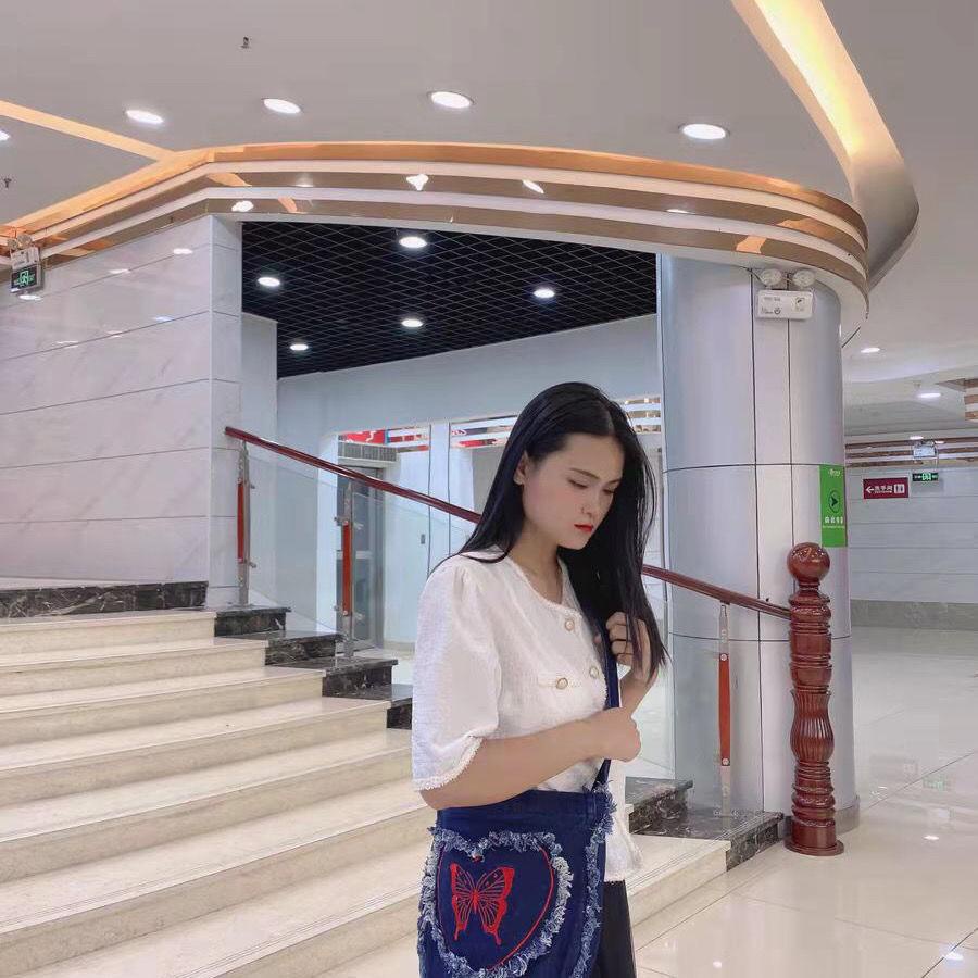 Túi Đeo Chéo Denim Thêu Hình Bướm Trái Tim Đáng Yêu