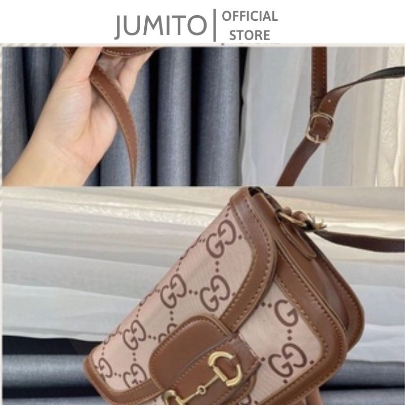 Túi xách nữ viền da nâu đeo chéo đeo vai thời trang 2023 JUMITO T1.021