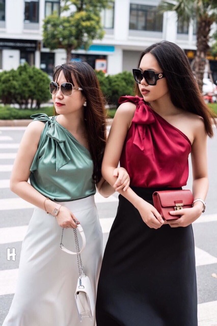 [ BÁN GIÁ XƯỞNG ÁO LỆCH VAI NƠ LỤA