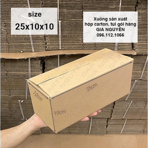 Combo 50 hộp carton 25x10x10 giá sỉ tận xưởng Gia Nguyễn