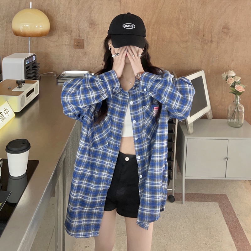 SUXI Áo Sơ Mi Caro Tay Dài Thời Trang Dành Cho Nữ