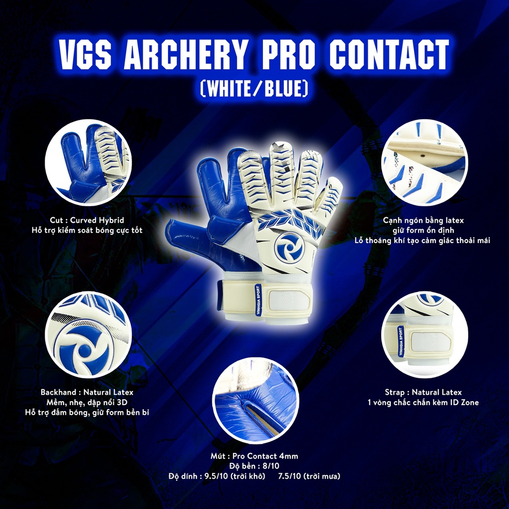 Găng tay thủ môn chính hãng VGS Archery Pro Contact