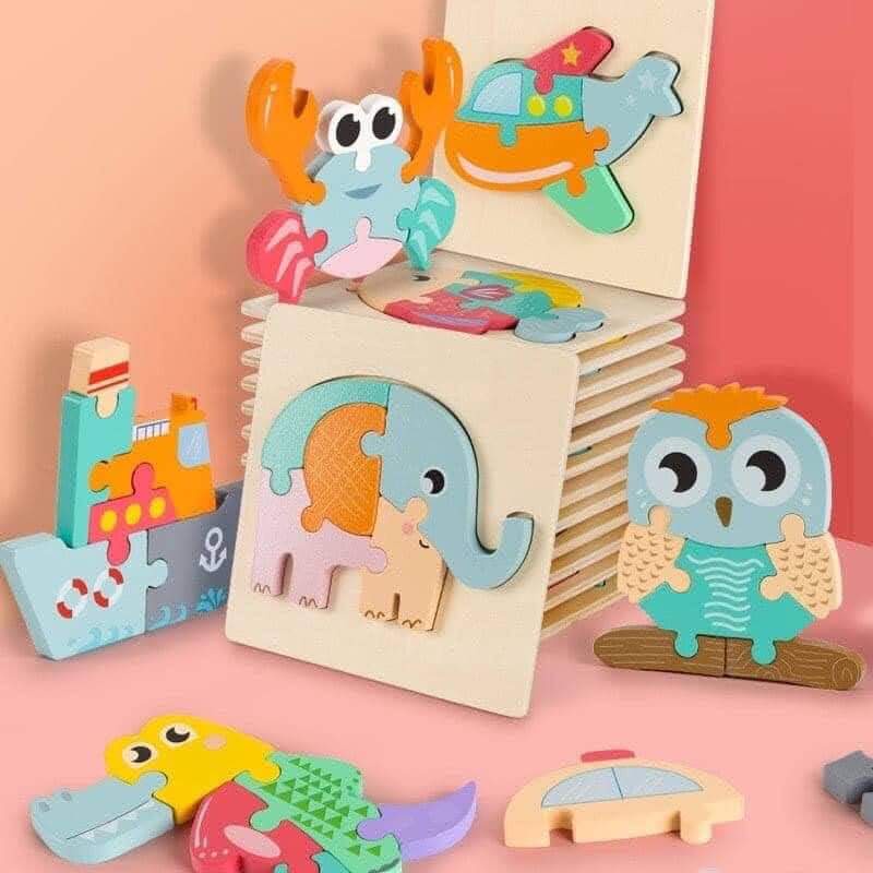 Tranh ghép gỗ 3D cho bé ghép hình gỗ nổi cao cấp