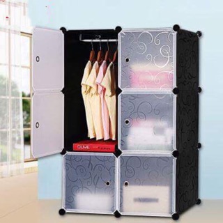 Tủ nhựa lắp ghép thông minh bibi-home 6 ngăn đen vân
