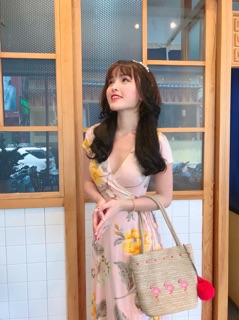 [Ảnh thật] Đầm maxi hoa vạt chéo cực đẹp ulzzang