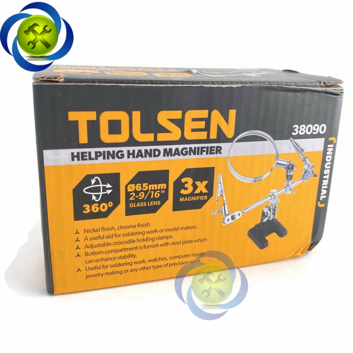 Giá đỡ kẹp board mạch Tolsen 38090 có kính lúp
