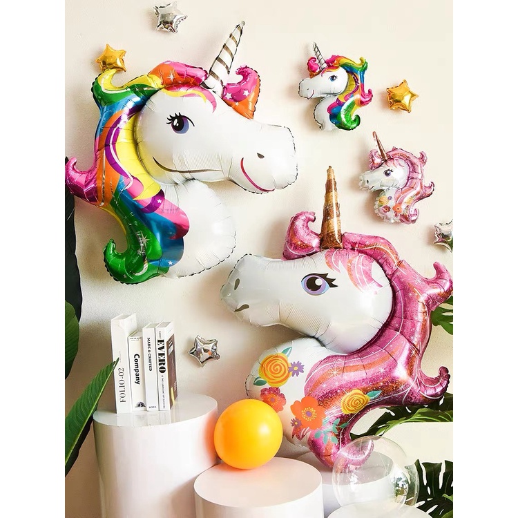 Bóng ngựa Pony 3D bóng nhôm ngựa unicorn kì lần 1 sừng trang trí sinh nhật bé trai bé gái HAPPYKID BNPONY