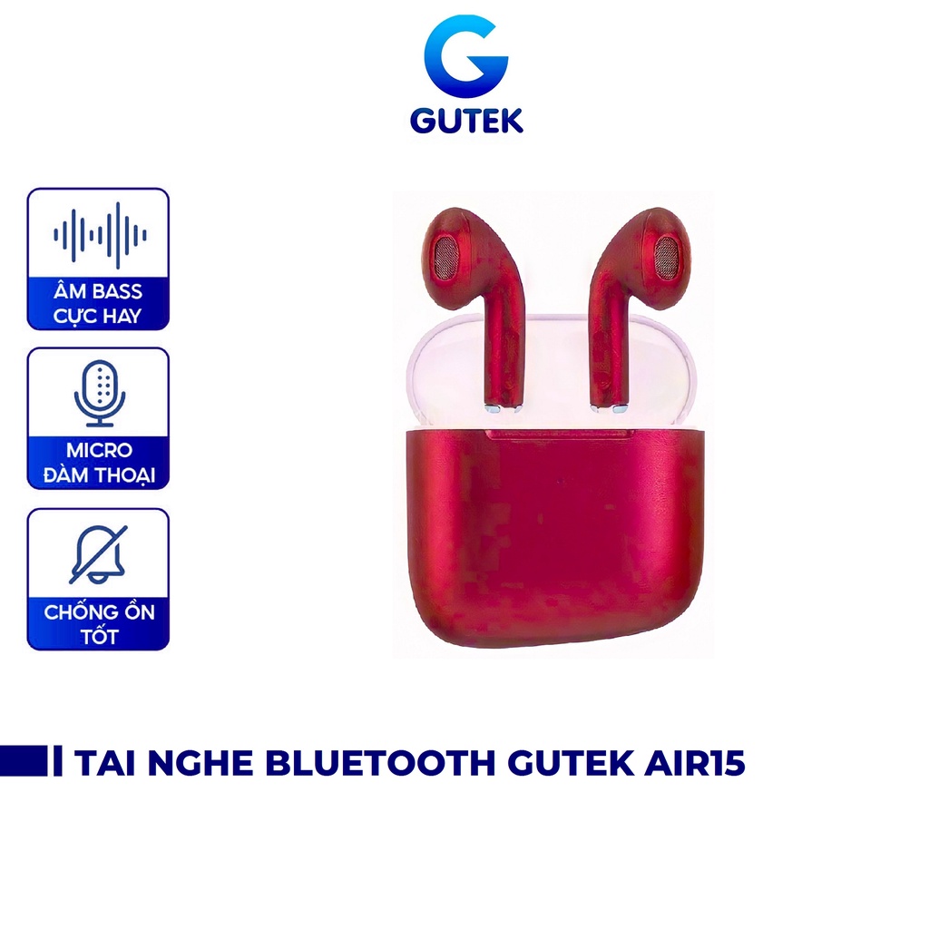 Tai nghe bluetooth nhét tai không dây Gutek Air15 tws chống ồn có mic đàm thoại tương thích với IOS Android