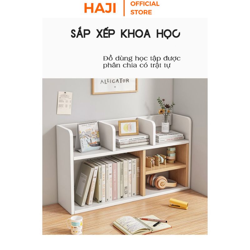 Kệ sách mini để bàn hai tầng chia ngăn khoa học thương hiệu HAJI A157
