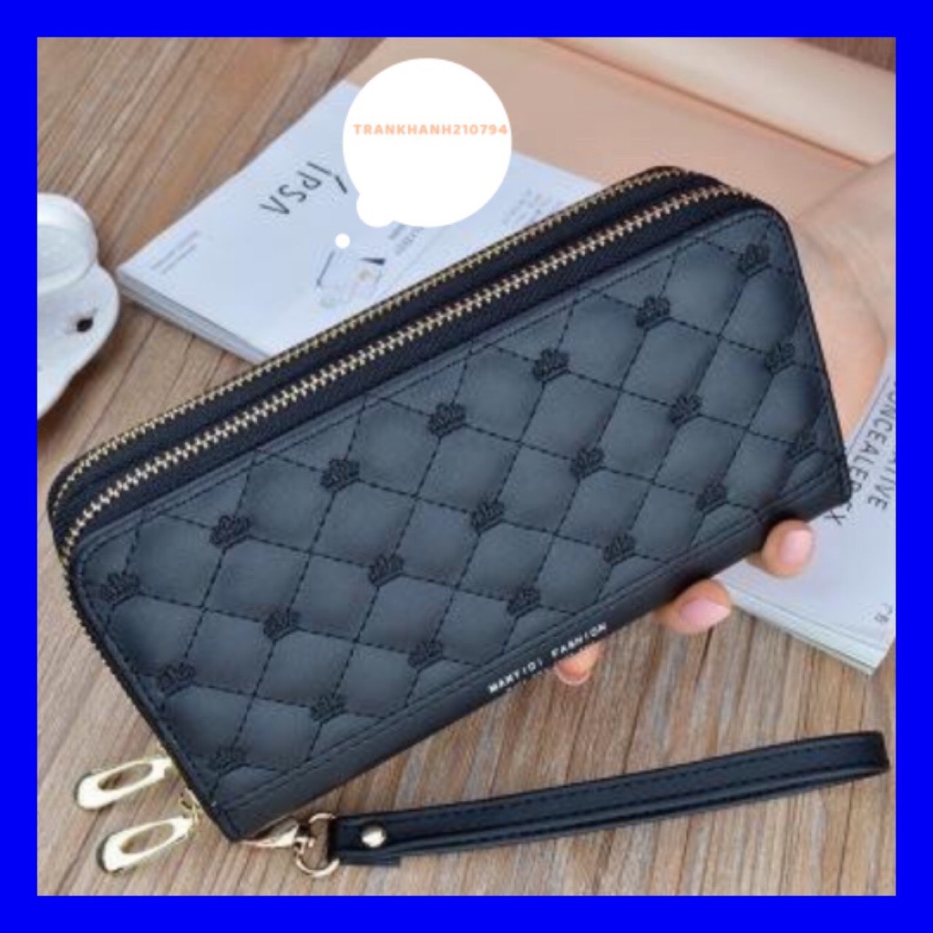 [Mã WAMT2405 giảm 10K đơn 0K] Ví Cầm Tay Nữ Thời Trang Kẻ Caro 2 Khoá Kéo Nhiều Ngăn Đựng Tiền,Đựng Thẻ Tiện Lợi TK905