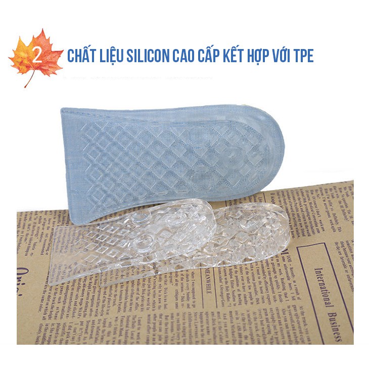 2 cặp Lót giày silicon nửa bàn tăng 5cm điều chỉnh  3 nấc