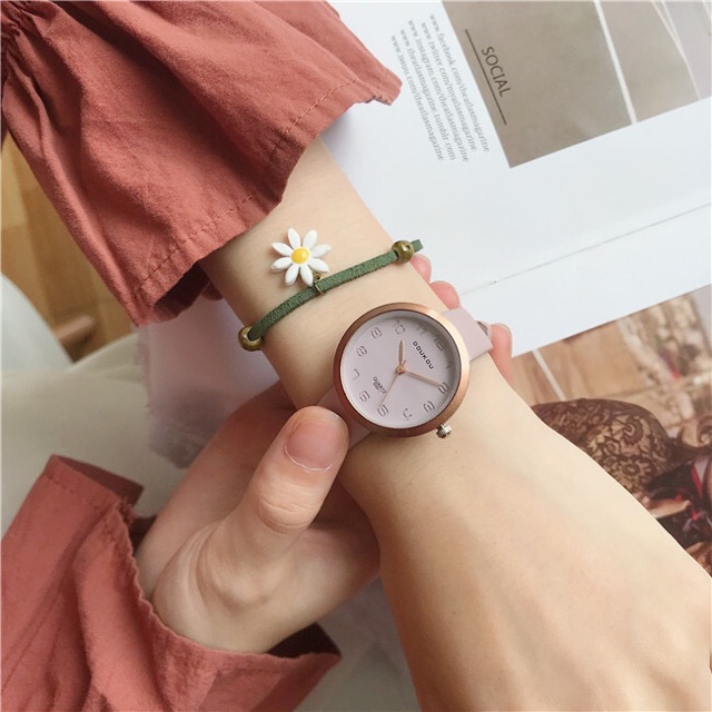 Đồng hồ nữ Doukou dây da cao cấp mặt số thời trang lịch lãm | BigBuy360 - bigbuy360.vn