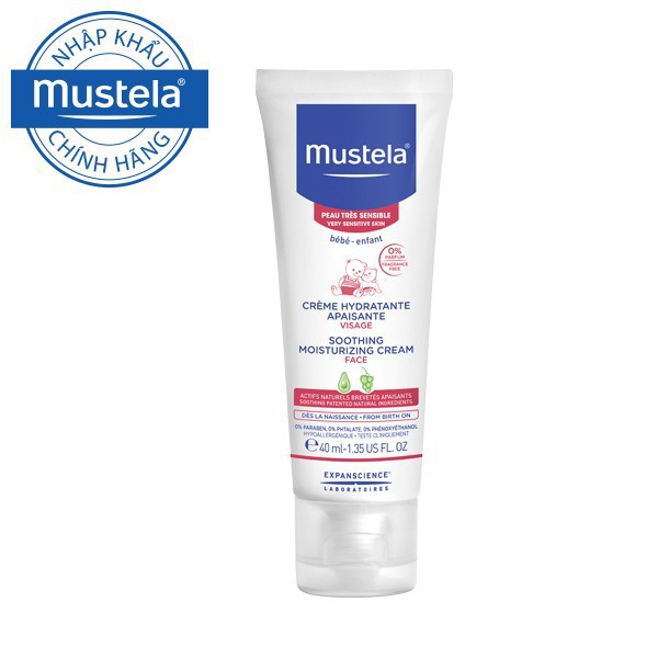 Kem Dưỡng Da Mặt Cho Trẻ Sơ Sinh & Em Bé Có Da Nhạy Cảm Mustela Soothing Moisturizing Cream 40ml