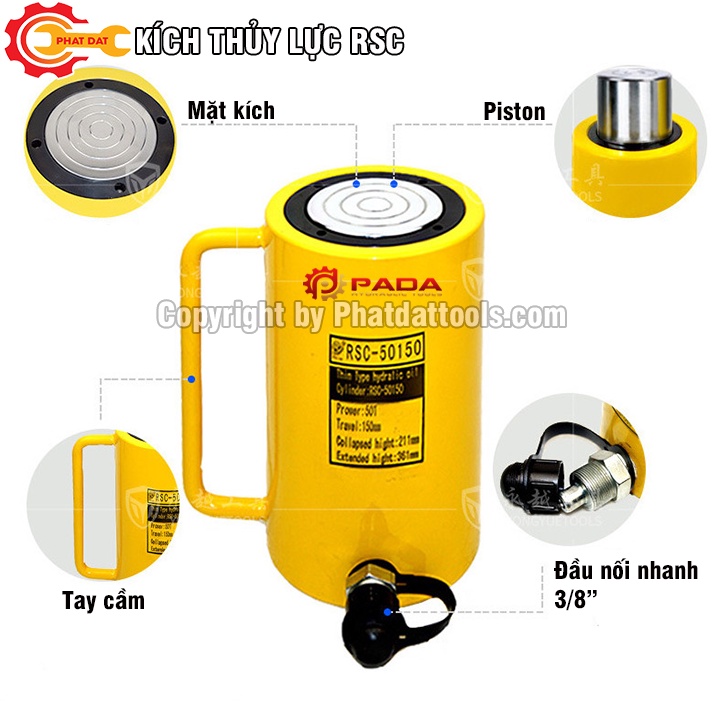 Kích thủy lực RSC10100-Kích 10 tấn hành trình 100mm-Bảo hành 6 tháng