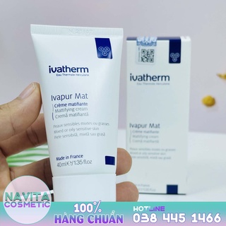 Ivapur Mat Mattifying Cream Ivatherm, Kem Dưỡng Ẩm Cho Da Dầu Mụn 40ml