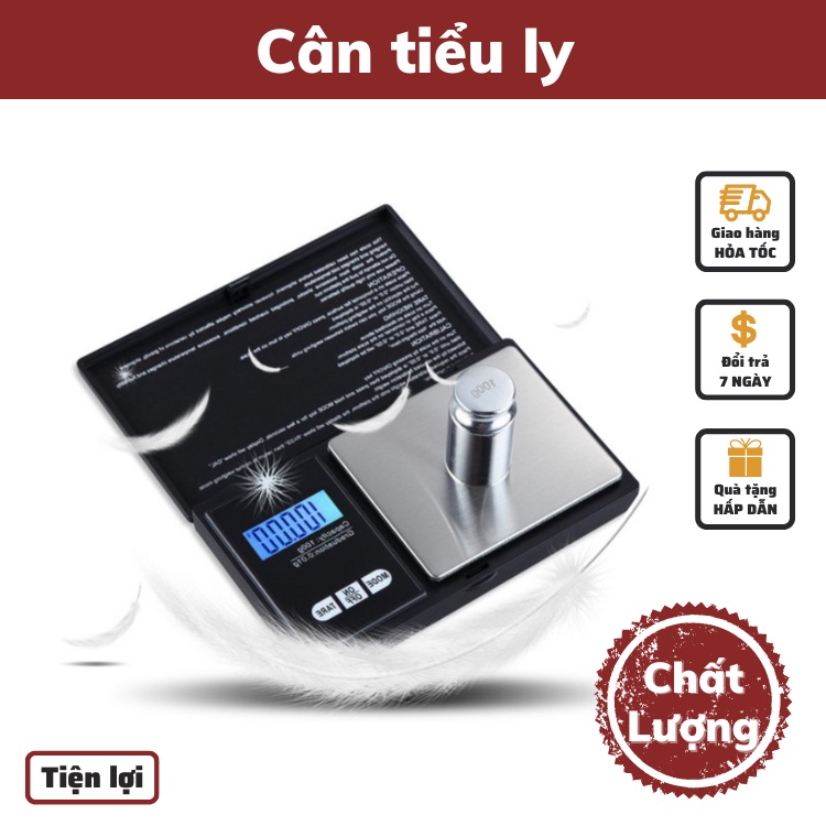 Cân tiểu ly điện tử mini Có Nắp độ chính xác cao định lượng 0.01g-200g làm bánh nhà bếp cao cấp kèm 2 viên pin AA
