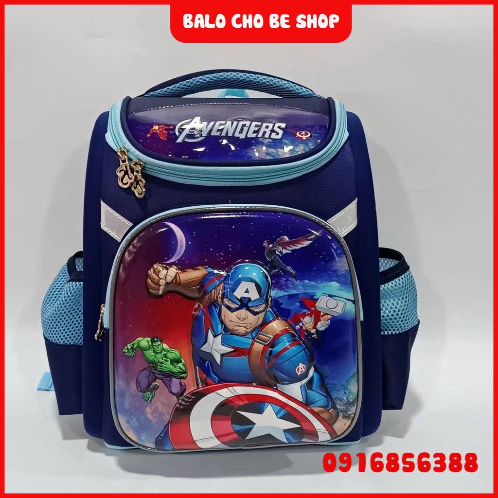Balo chống gù cho bé trai gái, Cắp sách cho bé đi học cấp 1 người nhện,ô tô, đội trưởng, công chúa sofia, elsa