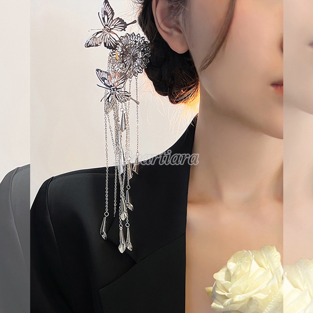 Kẹp Tóc Hình Hoa Bướm Tua Rua Thời Trang