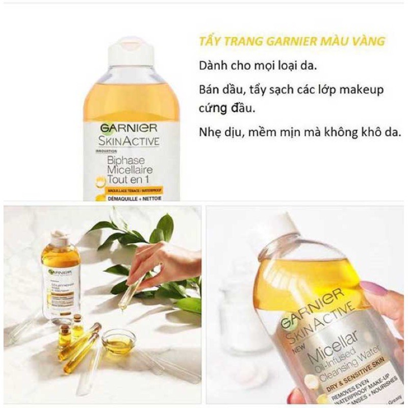 Nước Tẩy Trang Bán Dầu Micellaire Garnier Màu Vàng