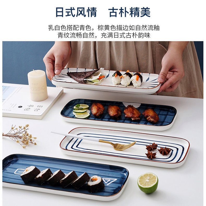 Đĩa Sứ Hình Chữ Nhật Dài Phong Cách Nhật Bản / Nhật Bản Độc Đáo