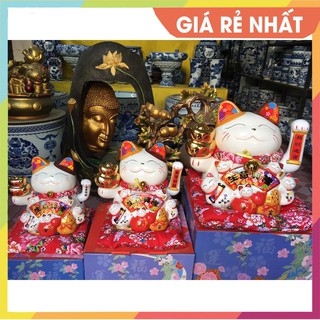 MÈO THẦN TÀI may mắn vẫy tay bằng gốm sứ cao cấp