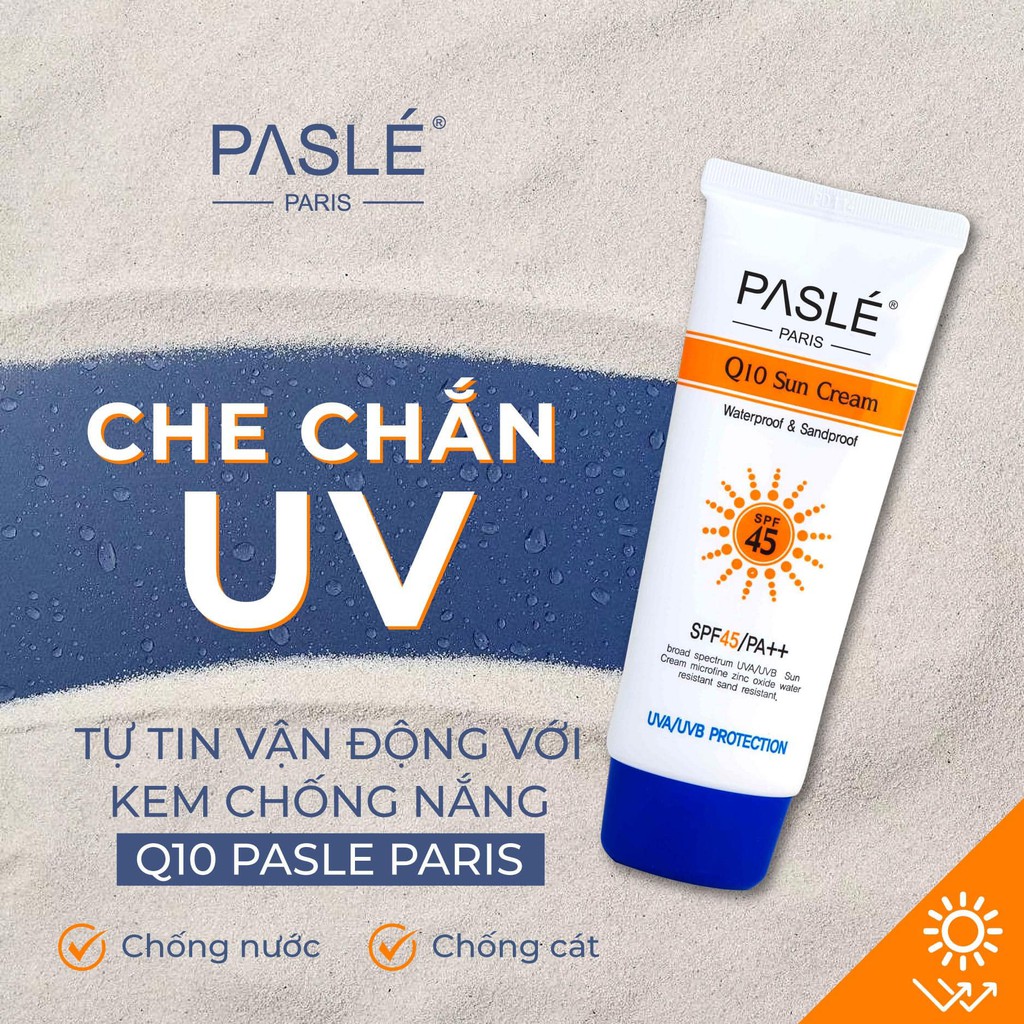 Kem Chống Nắng Q10 SUN CREAM XANH PASLÉ Bảo Vệ Da 4 Mùa [SPF 45 PA++] - 100g/tuýp.