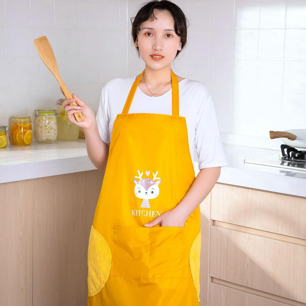 Tạp dề JUJIAJIA vải Oxford chống thấm và chống thấm dầu dễ thương gia dụng có túi tiện dụng