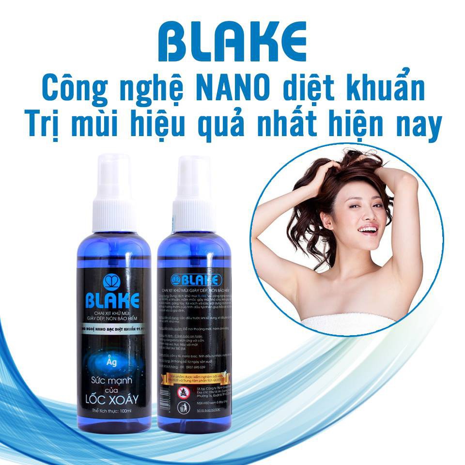 Xịt khử mùi cơ thể BLAKE công nghệ nano Bạc - Tác dụng sau 5 giây - Tiêu diệt 99,99% vi khuẩn