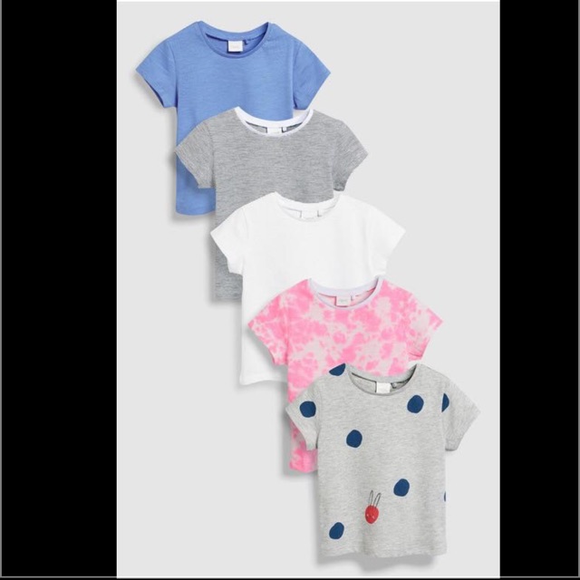 Set 5 áo cộc tay Next size 9/12m, chất cotton Next thì khỏi bàn rồi ah, giá tính ra rẻ hơn hàng Tàu