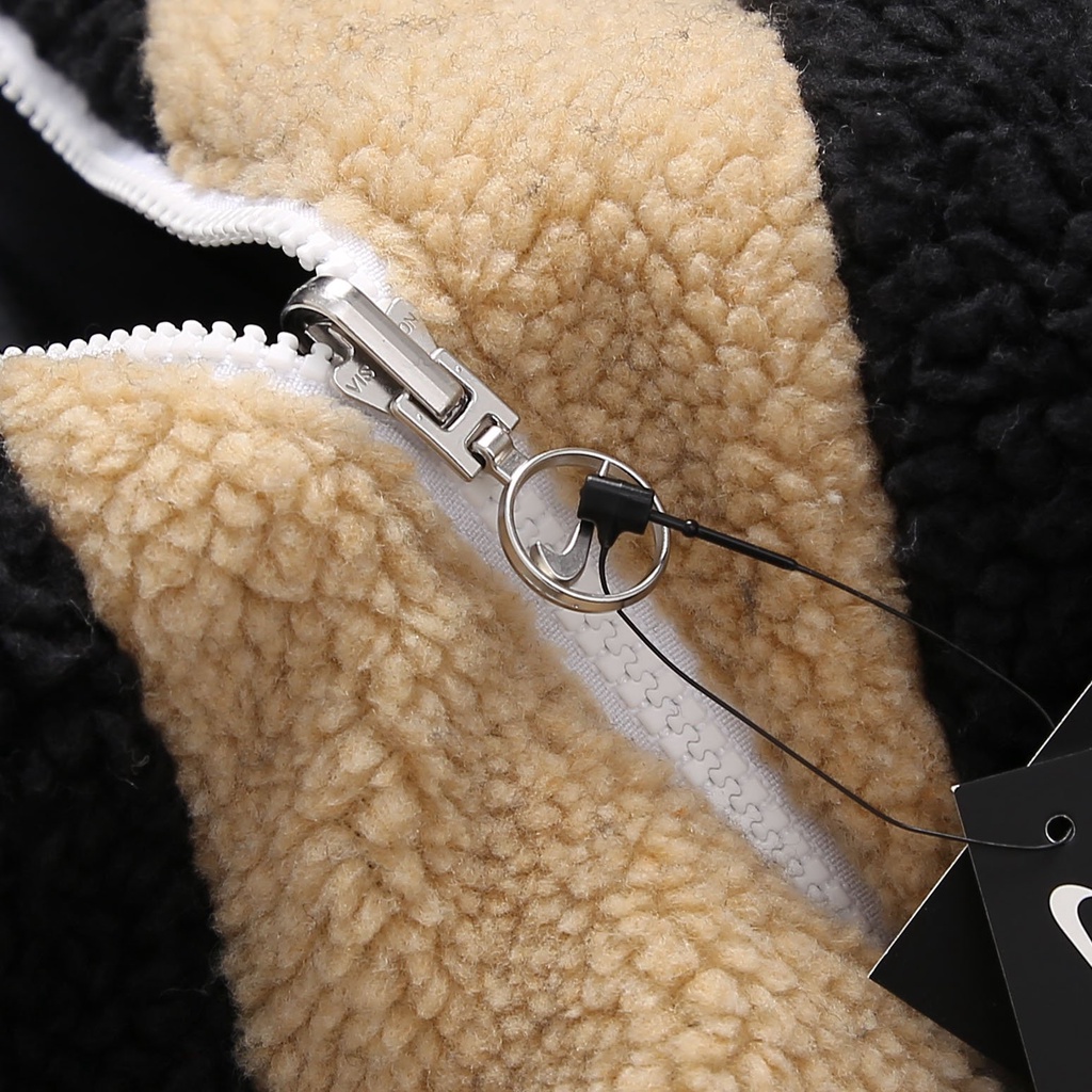 NIKE - Áo khoác lông thể thao nam nữ Nike Sportswear Swoosh Stand Collar Reversible Jacket chính hãng - Trắng kem x Đen