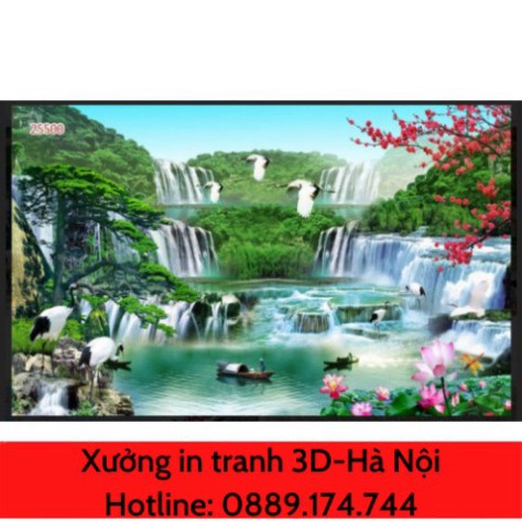 [Giá tại xưởng] tranh 3D sơn thủy, phòng khách dán tường in Vải Lụa zalo o889174744 o889.174.744