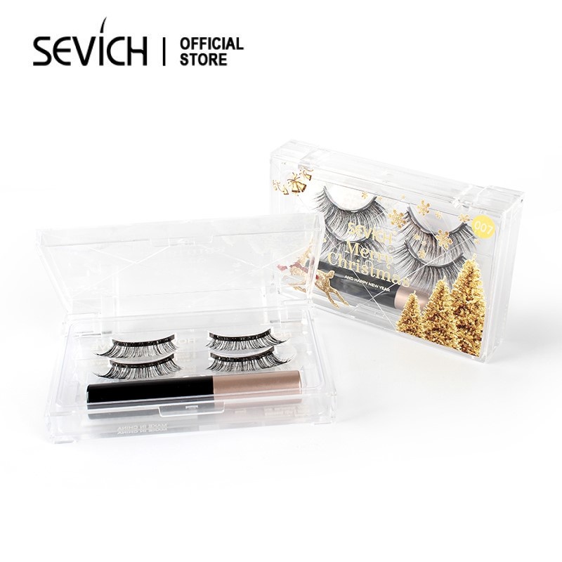Set 2 Đôi Lông Mi Giả Nam Châm Kèm Bút Kẻ Mắt Dạng Lỏng Sevich Tiện Dụng