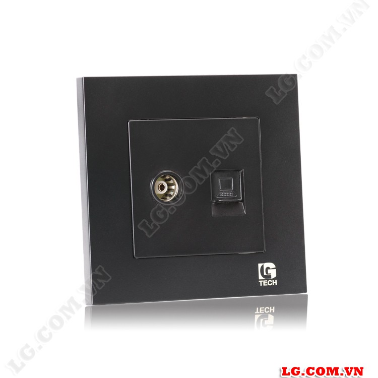Ổ điện âm tường LGTECH hỗ trợ 2 cổng USB 2 công tắc màu đen - Hàng chính hãng