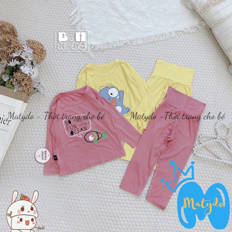 Quần áo trẻ em đồ bộ áo quần dài tay bo ống cạp cao cho bé trai bé gái nằm điều hòa BD07
