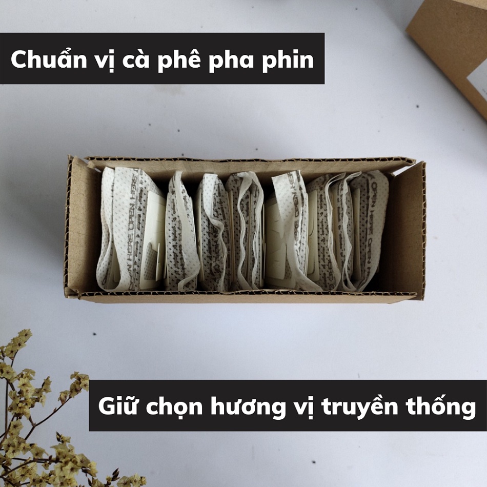 Cafe rang xay đóng phin giấy set 7 gói 20 gram cà phê Robusta Arabica nguyên chất mang hương vị truyền thống