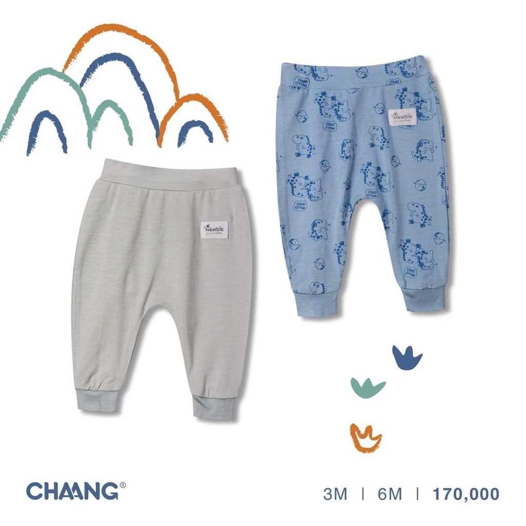 Chaang set 2 quần dài cotton cho bé trai, bé gái Dino pony