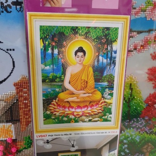 Tranh đính đá phật thích ca mâu ni . kích thước: 65cm x 50cm