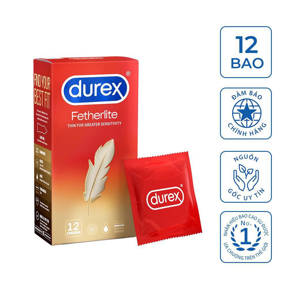 [Hộp 12 bao] Combo 5 hộp Durex Fetherlite - Chính hãng